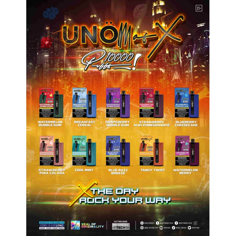 UNO Mas X 10000 Puff Disposable (Box of 10) UNO Mas X 10000 Puff Disposable (Box of 10)