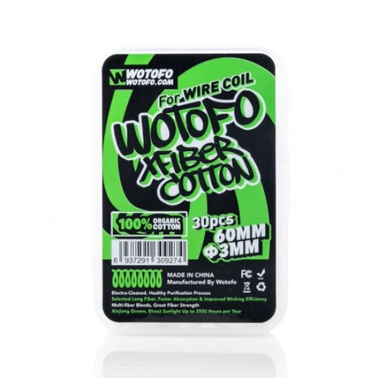 Xfiber Cotton 3MM by Wotofo (30 Pcs Per Pack)