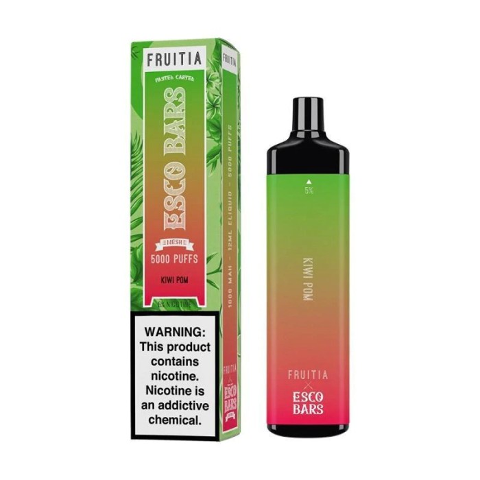 Fruitia X Esco Bars Mega Disposable 5000 Puffs (Box of 10) Fruitia X Esco Bars Mega Disposable 5000 Puffs (Box of 10)
