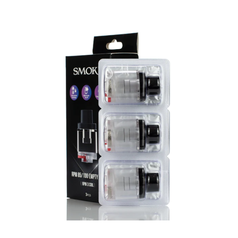 RPM (85/100) Empty Pod (RPM 3 Coil) (3pcs/pack) RPM (85/100) Empty Pod (RPM 3 Coil) (3pcs/pack)