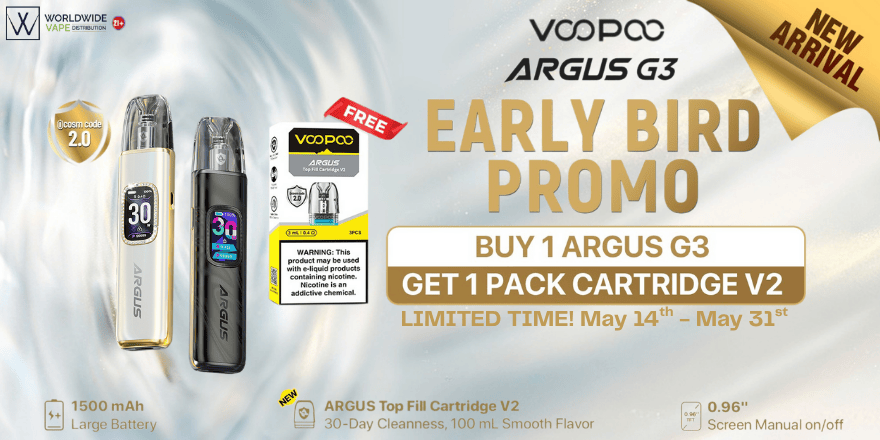 Buy 1 Argus G3 Kit, Get 1 Pack Cartridge Free - May 14 - May 31