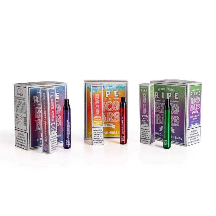 Ripe X Esco Bars Disposable 2500 Puffs (Box of 10) Ripe X Esco Bars Disposable 2500 Puffs (Box of 10)