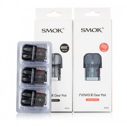 Novo 2 Replacement Clear Pods (Meshed 0.8 Ohm) by Smok (3 Pcs Per Pack)